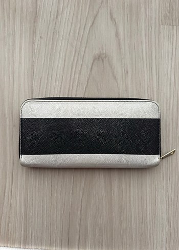 Gri Çizgili Fermuarlı Kadın Cüzdan - Görsel 2