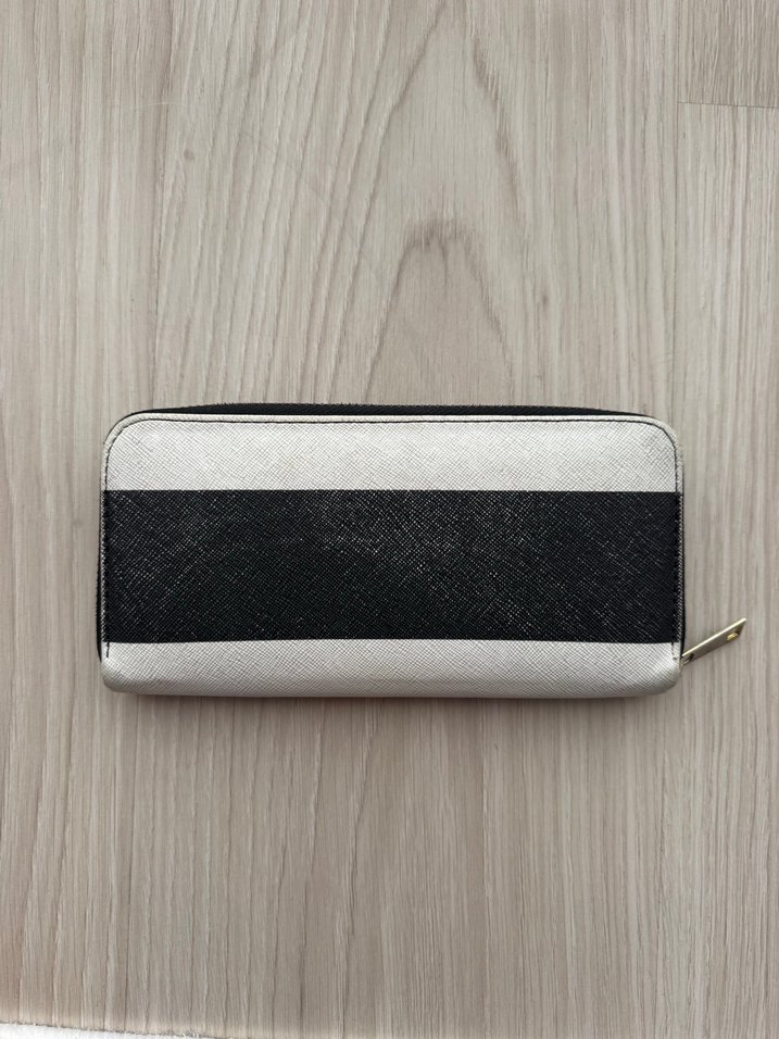 Gri Çizgili Fermuarlı Kadın Cüzdan - Görsel 2