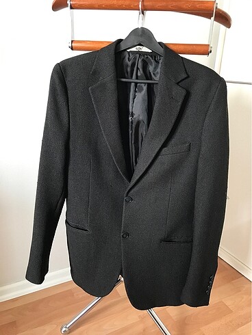 46 Beden Kiğılı Siyah Desenli Dokulu Ceket Blazer Takım elbise ceketi