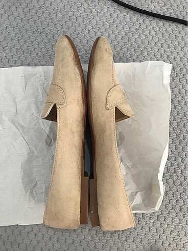 39 Beden camel Renk Bej Süet Loafer Babet Ayakkabı