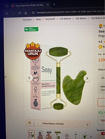  Beden Yeşim Face Roller ve Kalp Gua Sha