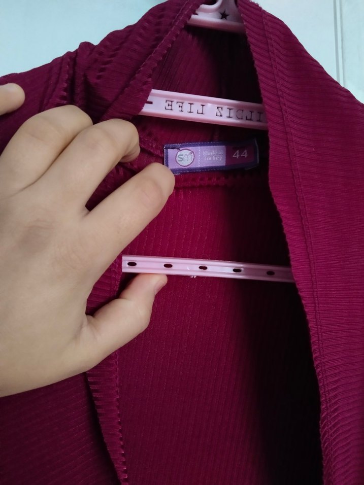 Bordo Kadın Uzun Salaş Hırka - Görsel 2