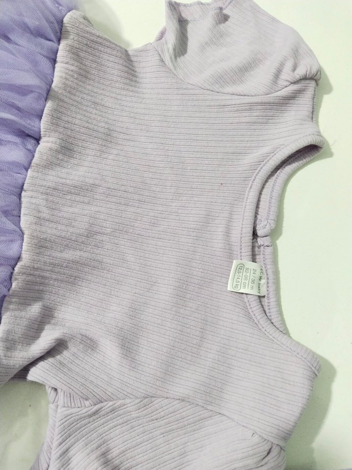 Kız Çocuk Pastel Mor Kısa Kollu Elbise - Görsel 2