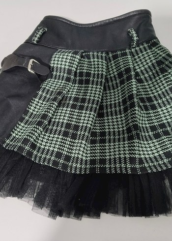 Düğmeli Kırmızı Ekose Mini Etek 2 4 yaş arası - Görsel 5