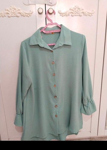 Düğmeli, Uzun Kollu, Gevşek Kesim Kadın Gömlek - Görsel 2