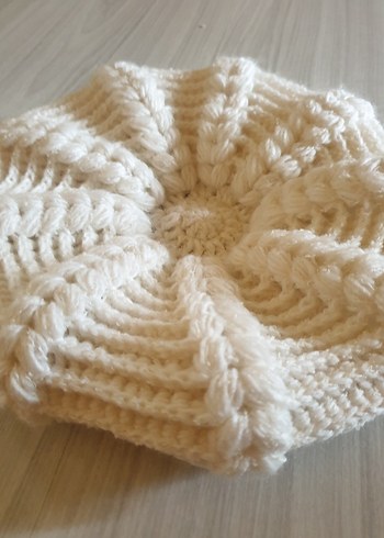 Beyaz Örgü Bohem Bere - Görsel 10