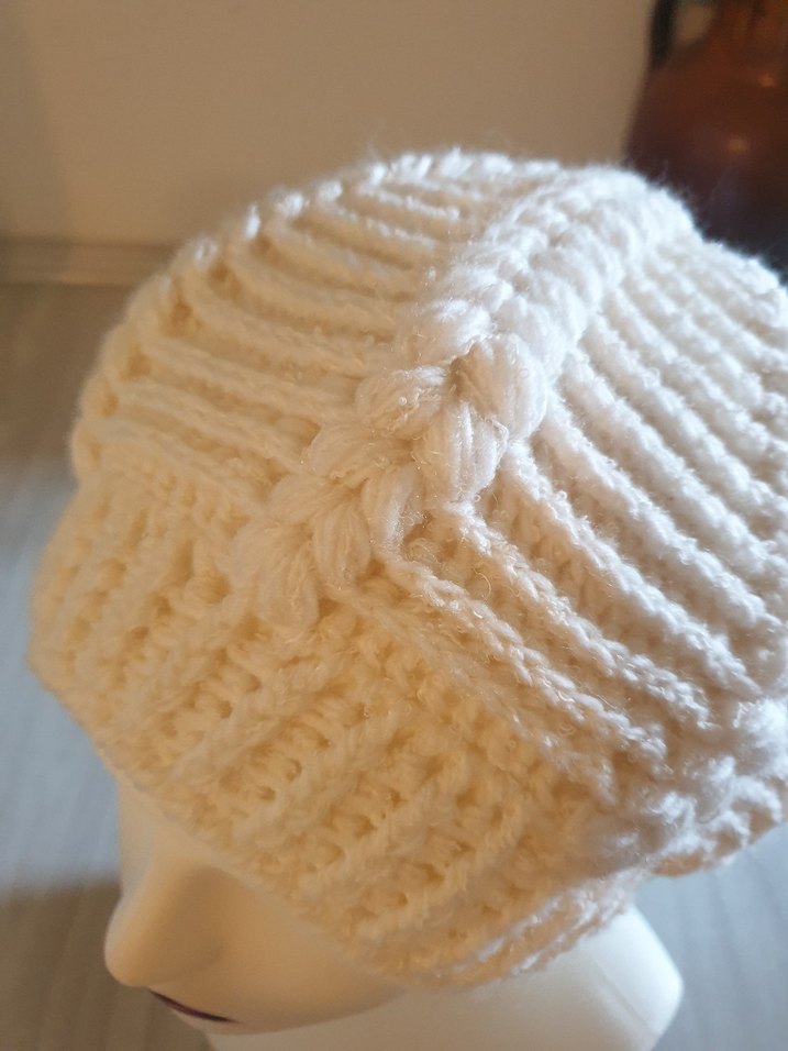 Beyaz Örgü Bohem Bere - Görsel 3