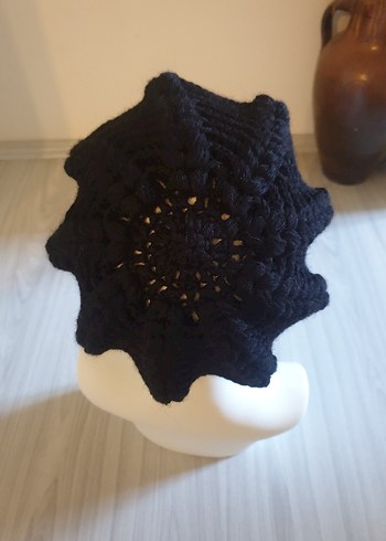 Siyah Örgü Kadın Bere - Görsel 7