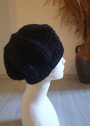 Siyah Örgü Kadın Bere - Görsel 9