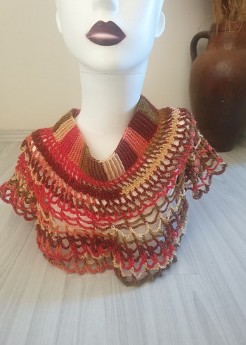 Renkli Volanlı Kadın Örgü yaka aksesuarı - Görsel 4