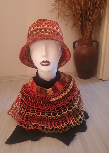 Renkli Volanlı Kadın Örgü yaka aksesuarı - Görsel 2