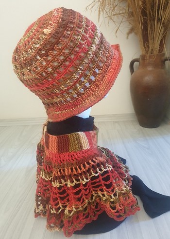 Renkli Volanlı Kadın Örgü yaka aksesuarı - Görsel 3