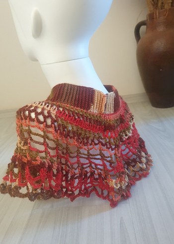 Renkli Volanlı Kadın Örgü yaka aksesuarı - Görsel 8