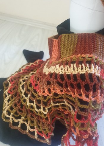 Renkli Volanlı Kadın Örgü yaka aksesuarı - Görsel 11