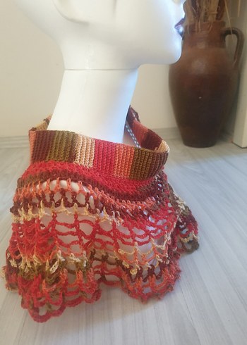 Renkli Volanlı Kadın Örgü yaka aksesuarı - Görsel 5