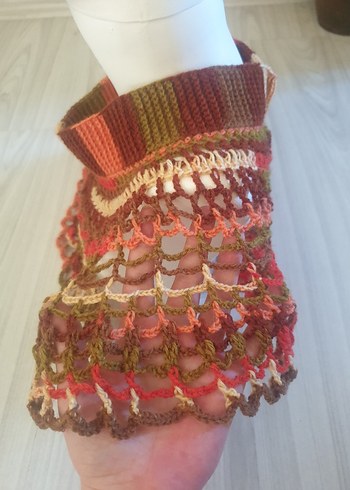 Renkli Volanlı Kadın Örgü yaka aksesuarı - Görsel 9