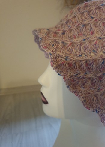 Pembe Örgü Kadın Şapka - Görsel 3