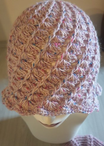 Pembe Örgü Kadın Şapka - Görsel 6