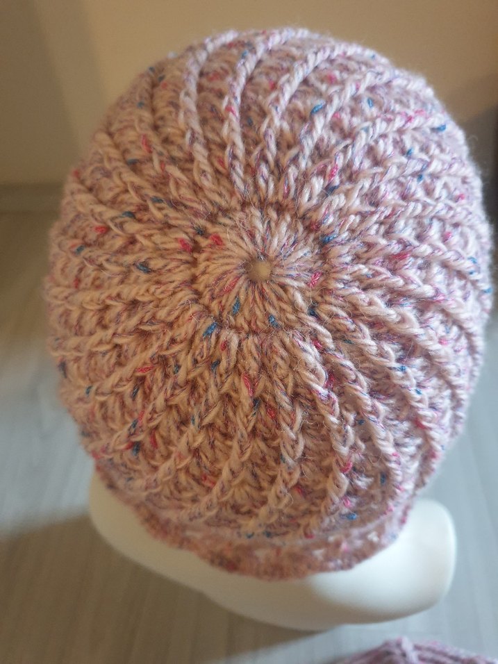 Pembe Örgü Kadın Şapka - Görsel 2