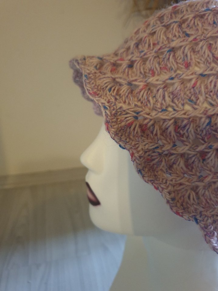 Pembe Örgü Kadın Şapka - Görsel 3