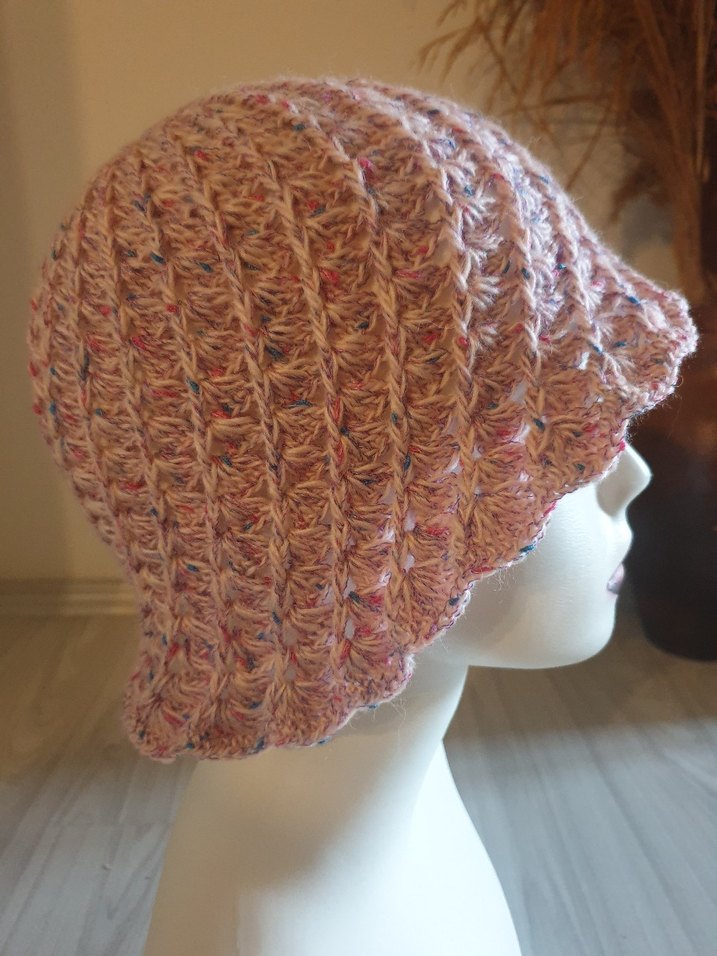 Pembe Örgü Kadın Şapka - Görsel 4