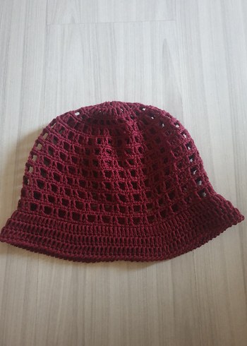 Bordo Örgü Bohem Kadın Şapka - Görsel 8