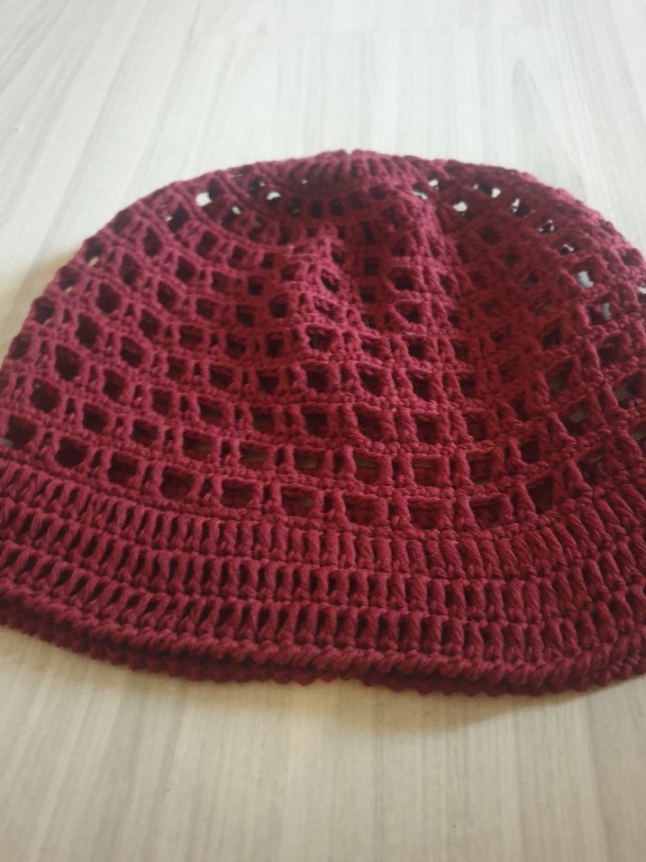 Bordo Örgü Bohem Kadın Şapka - Görsel 5