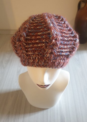 Kahverengi Örgü Bohem Kadın Bere - Görsel 7