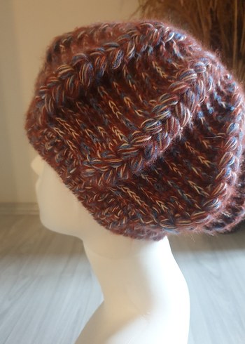 Kahverengi Örgü Bohem Kadın Bere - Görsel 2