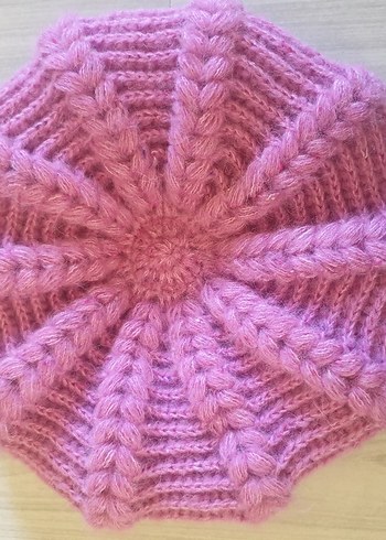 Pembe Örgü Bohem Bere - Görsel 5