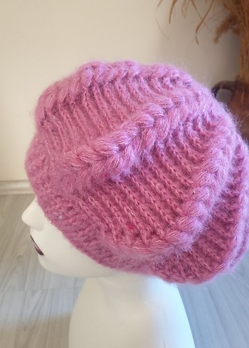 Pembe Örgü Bohem Bere - Görsel 6