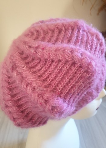 Pembe Örgü Bohem Bere - Görsel 2