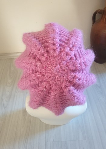 Pembe Örgü Bohem Bere - Görsel 3