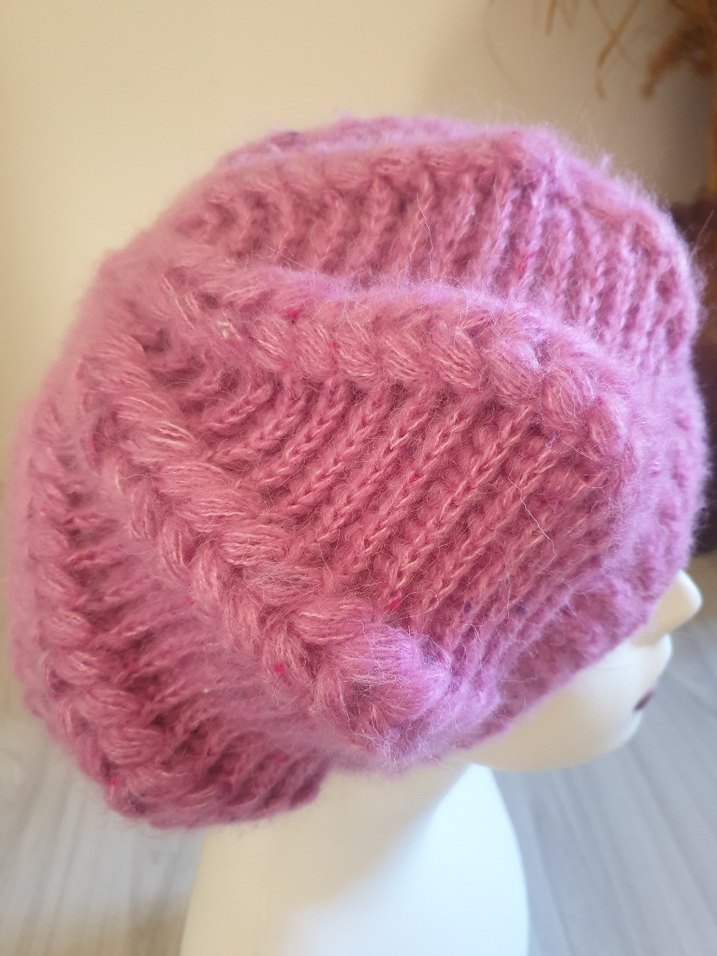 Pembe Örgü Bohem Bere - Görsel 2