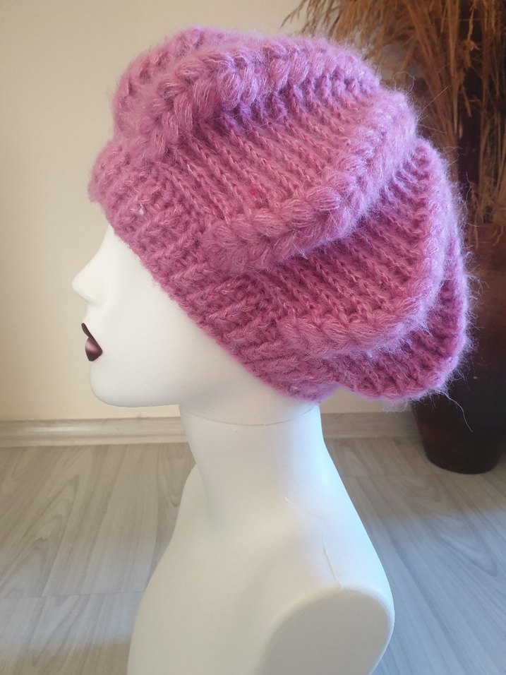 Pembe Örgü Bohem Bere - Görsel 4