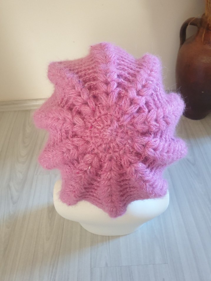 Pembe Örgü Bohem Bere - Görsel 3