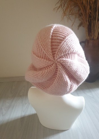 Toz Pembe Örgü Bohem Kadın Bere
genis kesimdir. - Görsel 6