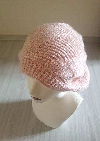 Toz Pembe Örgü Bohem Kadın Bere
genis kesimdir. - Görsel 2