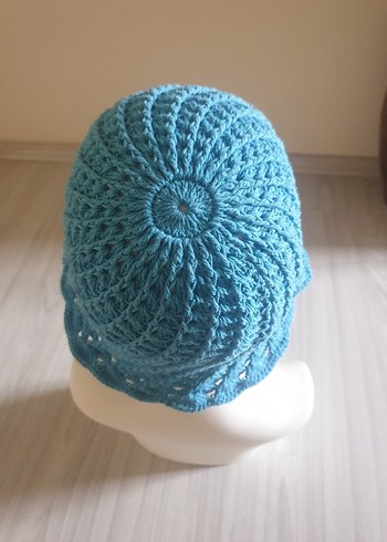 Turkuaz Örgü  Kadın Şapka 
4 mevsimdir
coton ip ile örülmüştür - Görsel 2