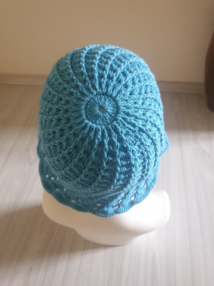 Turkuaz Örgü  Kadın Şapka 
4 mevsimdir
coton ip ile örülmüştür - Görsel 2