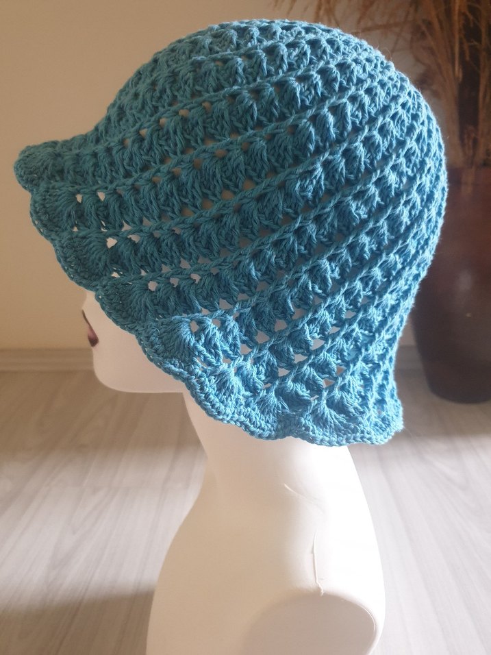 Turkuaz Örgü  Kadın Şapka 
4 mevsimdir
coton ip ile örülmüştür - Görsel 4