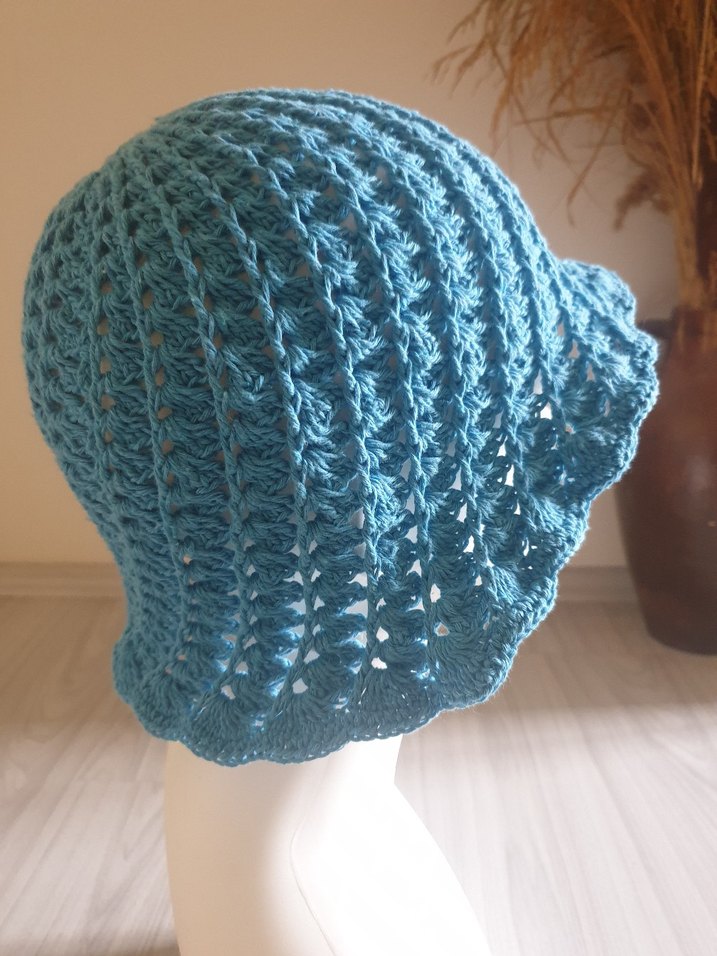 Turkuaz Örgü  Kadın Şapka 
4 mevsimdir
coton ip ile örülmüştür - Görsel 3