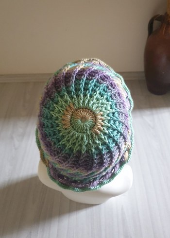 Renkli Örgü Kadın Şapka - Görsel 8