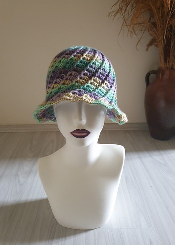 Renkli Örgü Kadın Şapka - Görsel 10