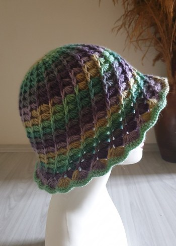 Renkli Örgü Kadın Şapka - Görsel 9