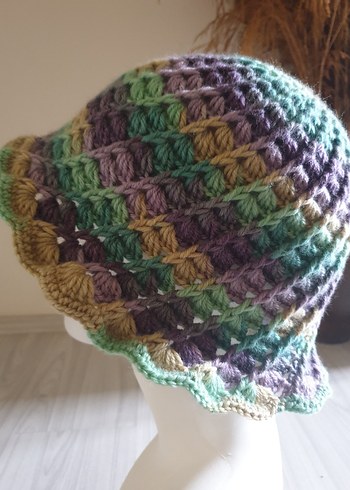 Renkli Örgü Kadın Şapka - Görsel 3