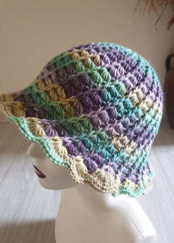 Renkli Örgü Kadın Şapka - Görsel 7