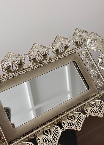 Dantel İşlemeli Vintage Gri Metal aynalı kapaklı - Görsel 3