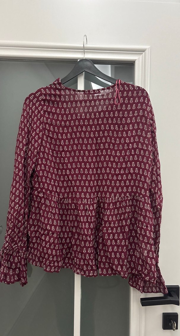 Bordo Bohem Salaş Uzun Kollu Bluz - Görsel 4