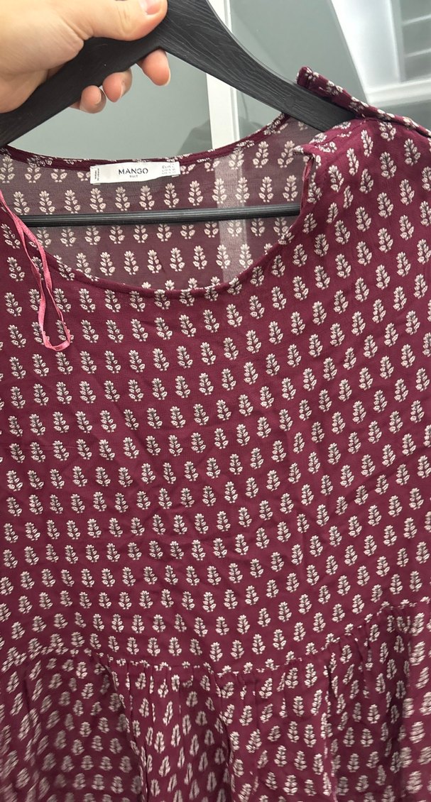 Bordo Bohem Salaş Uzun Kollu Bluz - Görsel 5